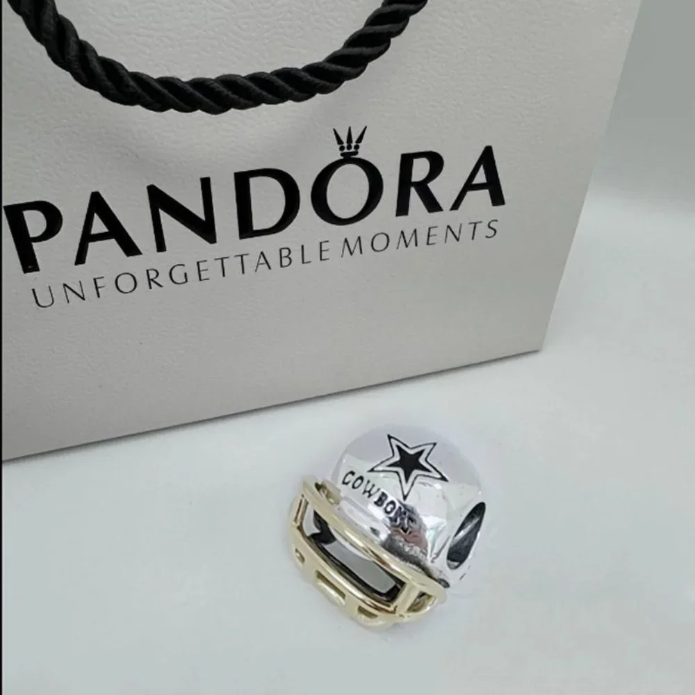 dallas cowboys football helmet charm Exclusive Bead for Pandora Bracel Exclusive Charm Perfect for showing team spirit or gifting to a fellow fan Pandora Dallas Cowboys NFL Football